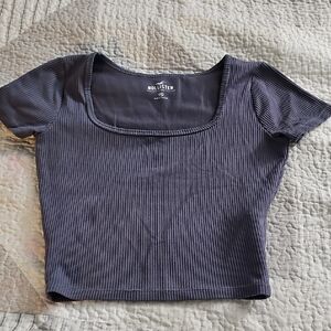 Hollister Women's Navy Ribbed Crop Top